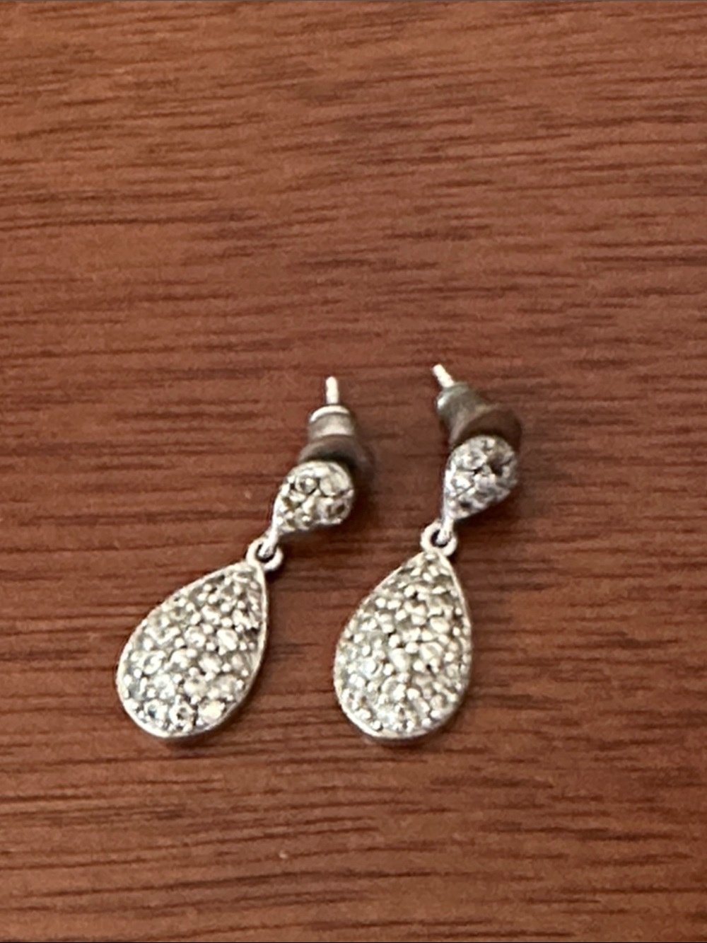 Fashion Jewelry Silver Pavé Teardrop Drop Earrings